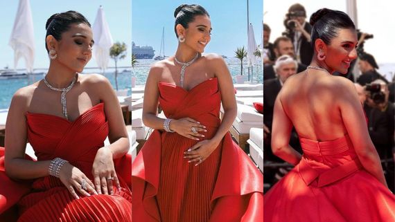 Masoom Minawala At Cannes 2024: Soon-To-Be Mom Graces Red Carpet In Amit Aggarwal's Scarlet Gown