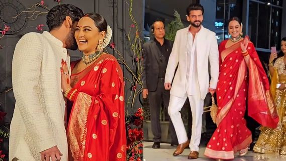 Sonakshi Sinha-Zaheer Iqbal Wedding Reception: Actress Flaunts Sindoor As New Bride; Poses With Hubby | WATCH 
