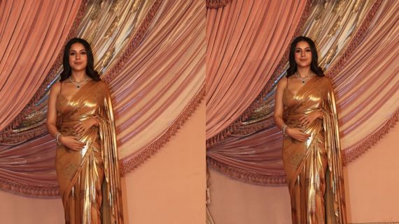 Anant Ambani-Radhika Merchant Sangeet: Shehnaaz Gill Turns Golden Girl As She Flaunts Hot Look In Saree