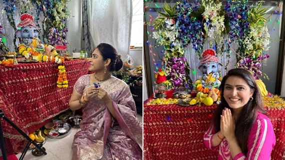 Madhurima Tuli Rejoices In Ganesh Chaturthi Celebrations At Home After 6 Long Years- PICS