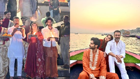 Aaman Devgan And Rasha Thadani Along With Director Abhishek Kapoor Experience The Enchanting Ganga Aarti 
