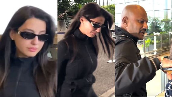 Nora Fatehi Breaks Down At Mumbai Airport Amid Cryptic Death Post; Bodyguard Pushes Fan During Chaos (VIDEO)