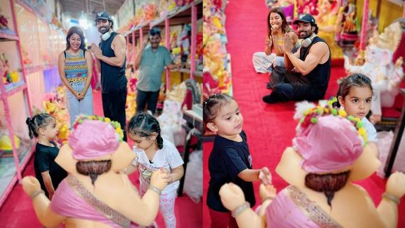 Ganesh Chaturthi 2025: Gurmeet Chaudhary & Debina Bonnerjee Bring Home Pink Ganpati Chosen By Their Daughters 