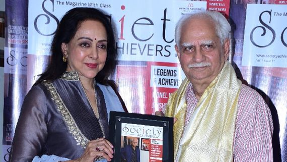 Hema Malini Unveils Society Achievers Cover Featuring Filmmaker Ramesh Sippy in Celebration of Cinema