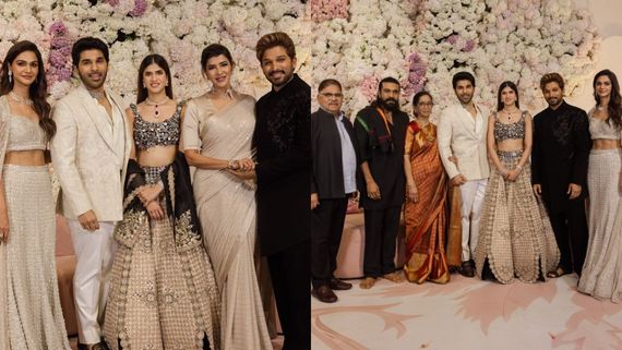 Allu Sirish-Nayanika Reddy Pre-Wedding Reception: Ram Charan & Others Pose With Allu Arjun & Family - PICS