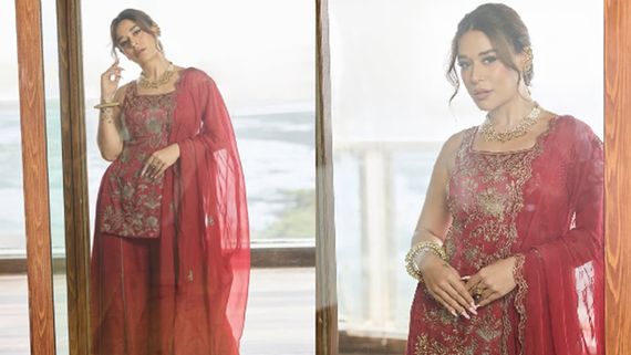 Red, Royal & Radiant: Krishna Shroff Serves Traditional Glamour In A Stunning Embroidered Kurta Sharara Set   