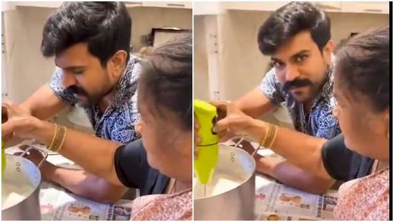 ಅಜ್ಜಿ ಬಳಿ ಅಡುಗೆ ಕಲಿಯುತ್ತಿರುವ ನಟ ರಾಮ್ ಚರಣ್: ವಿಡಿಯೋ ವೈರಲ್
