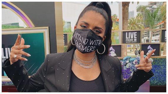 ಗ್ರ್ಯಾಮಿ ಪ್ರಶಸ್ತಿ ಪ್ರದಾನ ಸಮಾರಂಭದಲ್ಲಿ ರೈತ ಹೋರಾಟದ ಸದ್ದು; ಗಮನ ಸೆಳೆದ ಲಿಲ್ಲಿ ಸಿಂಗ್ ಮಾಸ್ಕ್