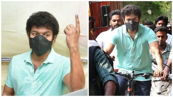 ಪೆಟ್ರೋಲ್, ಡೀಸೆಲ್ ಬೆಲೆ ಏರಿಕೆ ವಿರೋಧಿಸಿ ಸೈಕಲ್‌ನಲ್ಲಿ ಬಂದು ಮತಚಲಾಯಿಸಿದ ದಳಪತಿ ವಿಜಯ್