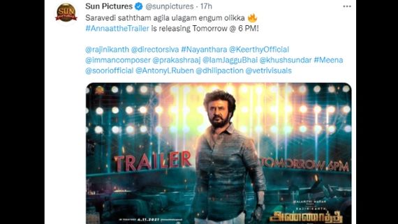 ತಲೈವಾ ರಜಿನಿ ಅಭಿನಯದ ಅಣ್ಣಾತ್ತೆ ಟ್ರೇಲರ್ ಅ.27ಕ್ಕೆ ರಿಲೀಸ್ 