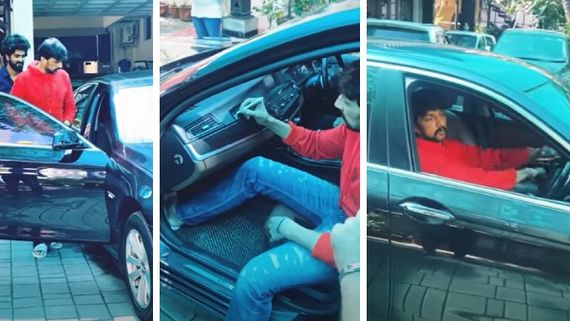 Viral Video: ಶಮಂತ್​ ಬ್ರೋ ಗೌಡ BMW ಕಾರು ಡ್ರೈವ್ ಮಾಡಿದ ಕಿಚ್ಚ ಸುದೀಪ್ 