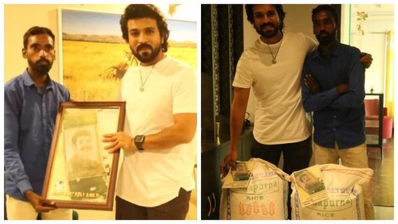 246 ಕಿ.ಮೀ ನಡೆದು ಬಂದ ಅಭಿಮಾನಿ, ರಾಮ್ ಚರಣ್‌ಗೆ ಎರಡು ಮೂಟೆ ಅಕ್ಕಿ ಉಡುಗೊರೆ!