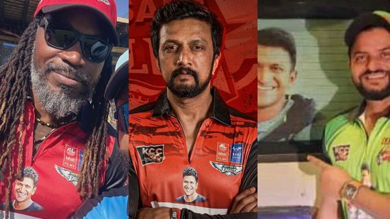 ಕಿಚ್ಚ, ಗೇಲ್ ಜೆರ್ಸಿ ಮೇಲೂ ಪುನೀತ್, ಅಪ್ಪು ಫೋಟೊ ಜತೆ ರೈನಾ ಪೋಸ್; ಕೆಸಿಸಿ ಪುನೀತಮಯ!