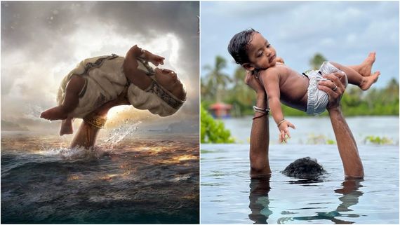 ಬಾಹುಬಲಿ ಶಿವಗಾಮಿ ರೀತಿ ನೀರಿನಲ್ಲಿ ಮುಳುಗಿ ಮಕ್ಕಳನ್ನು ಎತ್ತಿ ಹಿಡಿದ ಸ್ಟಾರ್! 