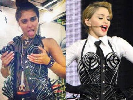 மடோனாவின் பிராவை அணிந்து கெட்ட ஆட்டம் போட்ட மகள்!