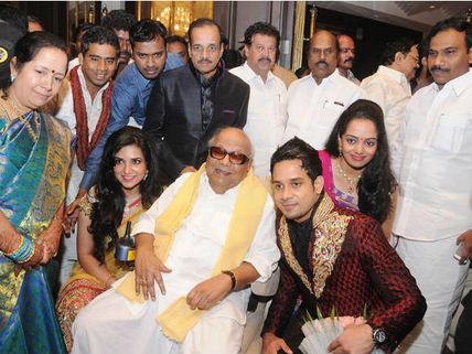 பரத் திருமண வரவேற்பு... கருணாநிதி, குஷ்பு நேரில் வாழ்த்து