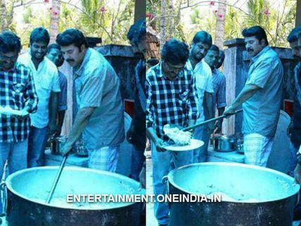 அஜீத் ஸ்டைலில் பிரியாணி சமைத்து படக்குழுவுக்கு பரிமாறிய மம்மூட்டி