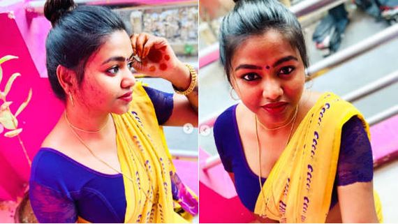 மஞ்சள் நிற சேலையில் மாராப்பை விலக்கி.. சும்மா கும்மென இருக்கும் சிவ கார்த்திகேயன் பட நடிகை! 