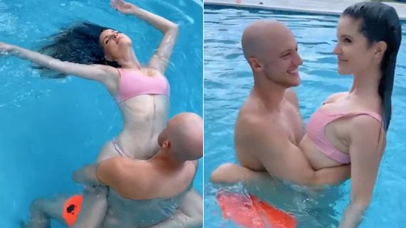 கணவருடன் நீச்சல் குளத்தில் தாறுமாறாய் ஆட்டம் போடும் பிரபல நடிகை.. ராக்கெட் வேகத்தில் பரவும் வீடியோ! 