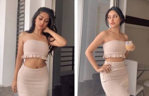 தொப்புளைக் காட்டி ஹாட் போஸ்... இணையத்தை துவம்சம் செய்யும்  அனு இமானுவேல்!