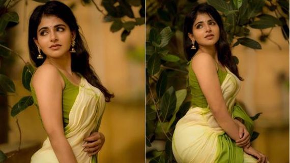 காட்டன் சேலையில் நச்சுன்னு  வளைவு நெளிவை காட்டிய ஐஸ்வர்யா மேனன் ..! 