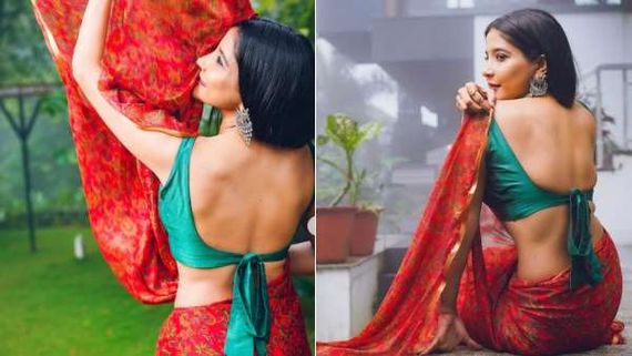 முந்தானைய பறக்க விட்டு மார்க்கமா போஸ் கொடுத்த சாக்ஷி 