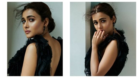 கருப்பு உடையில் கன்னா பின்னா அழகில் அர்ஜுன் ரெட்டி ஹீரோயின்.. வைரலாகும் புகைப்படங்கள்!