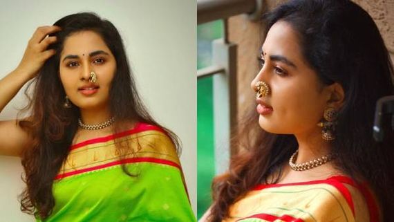  பச்சை புடவையில் பளபளக்கும் கன்னக்குழி அழகி ஸ்ருஷ்டி டாங்கே!