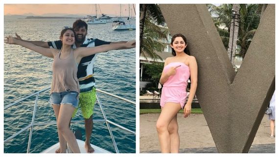  ஹாட் பீச்சில் ஹாட்டாக போஸ் கொடுத்த நடிகை சாயிஷா!