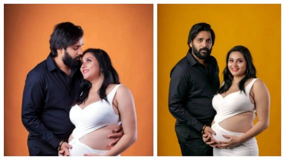 ப்பா.. என்னவொரு ரொமான்ஸ்.. கணவருடன் கவர்ச்சி உடையில் பிரெக்னன்ஸி போட்டோஷூட் நடத்திய நமீதா!