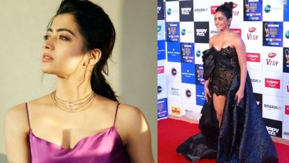 ஸ்ட்ராப் லெஸ்.. குட்டையான ட்ரான்ஸ்பரண்ட் உடை.. கவர்ச்சி விருந்துவைத்த ராஷ்மிகா!