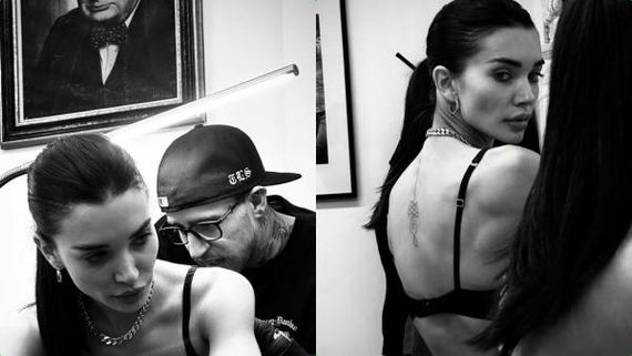 ப்பா.. எமி ஜாக்சன் பின்னாடி உட்கார்ந்துக்கிட்டு அவரு என்ன பண்றாரு.. ஆத்தாடி எவ்ளோ பெரிய டாட்டூ! 