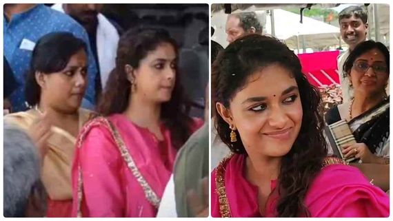 குடும்பத்துடன் திருப்பதியில் சாமி தரிசனம் செய்த கீர்த்தி சுரேஷ்.. செல்பி எடுக்க குவிந்த ரசிகர்கள்!