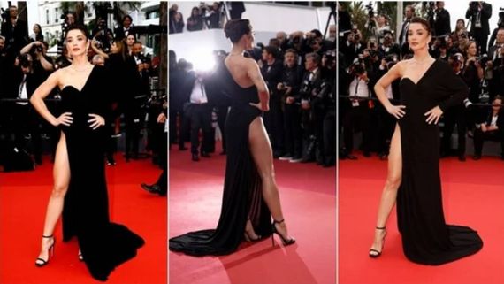  Cannes 2023: கேன்ஸ் விழாவில் கவர்ச்சியில் பற்ற வைத்த எமி ஜாக்சன்... இது என்ன மாடல் கவுன்?  