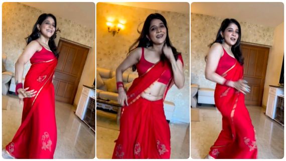 சிகப்பு சேலை கட்டிக்கிட்டு.. சாக்‌ஷி போட்ட குத்தாட்டம்.. இடுப்பழகை பார்த்து குஷியான ரசிகர்கள்!