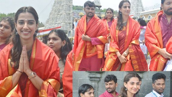 தமிழ்நாட்டு பக்கமே வராத விஜய் பட நடிகை.. திருப்பதி கோயிலில் திடீர் விசிட்.. அழகு தேவதையான மீனாட்சி