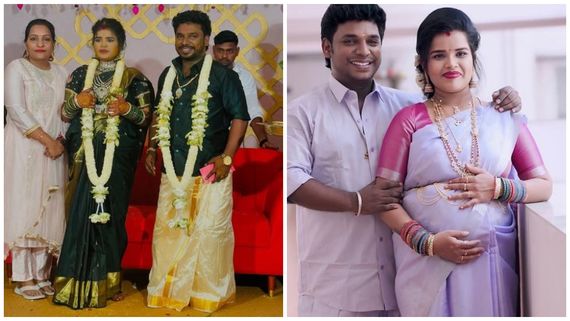 நாஞ்சில் விஜயன் மனைவின் வளைகாப்பு.... சீரோடு வந்து அசத்திய ரோபோ சங்கர்!