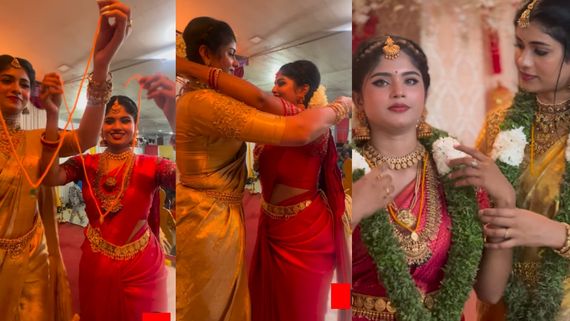 என்னங்கடா நடக்குது இங்க.. டிவி சீரியல் நடிகைகள் இருவரும் மாத்தி மாத்தி தாலி கட்டிக்கிறாங்க.. வீடியோ!