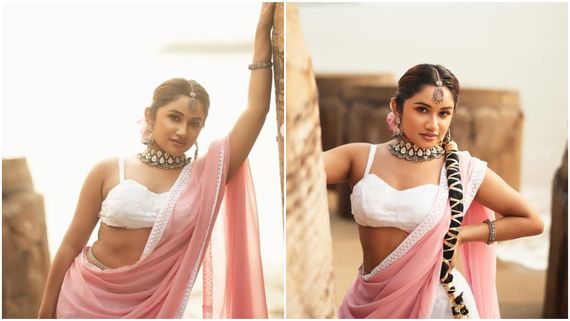 மெல்லிய சேலையில் மாராப்பை சரியவிட்ட ரவீனா தாஹா... உச்சு கொட்டும் ரசிகர்கள்!