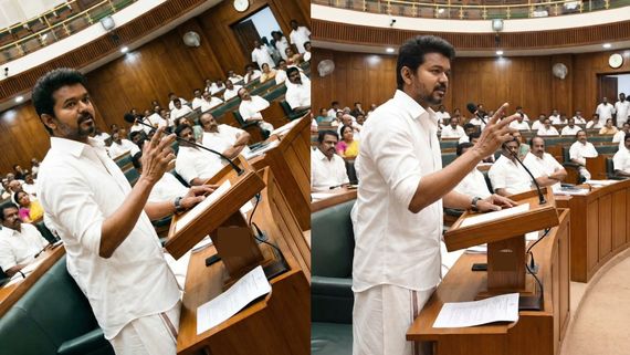 Vijay: வேட்டி சட்டையில் விஜய்.. நின்னு பேசும் இடம் தான் ஹைலைட்டே.. ரசிகர்களின் கற்பனையோ கற்பனைதான்!
