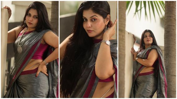 இடுப்பு மடிப்பில் ரம்யா பாண்டியனை ஓரம் கட்டிய வினிதா.. புடவையில் கும்முனு அசத்தலான போஸ்!