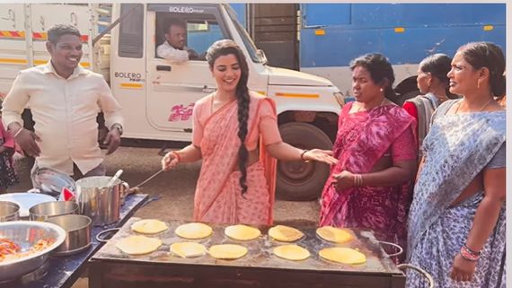 படப்பிடிப்பில் தோசை சுட்டு போட்ட ஐஸ்வர்யா ராஜேஷ்.. காவாலா காவாலா என ஒரே உற்சாகம்!