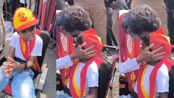 TVK Vijay: விஜய்க்காக காத்திருந்த மாற்றுத் திறனாளி சிறுவன்.. ஆரத் தழுவி முத்தமிட்ட TVK விஜய்