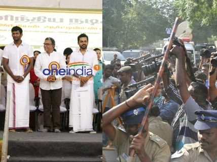 విశాల్ ఆఫీస్ పై దాడి, హీరో కార్తి వార్నింగ్, లాఠీ ఛార్జీ