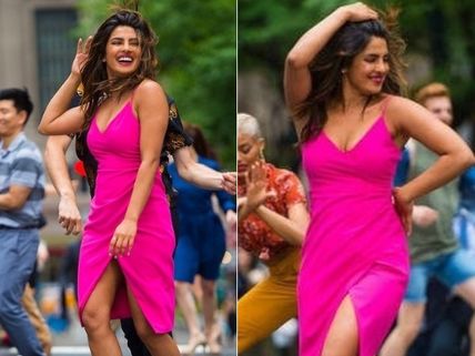 వైరల్ పిక్స్: రొమాంటిక్ ప్రియాంక చోప్రా.. హాలీవుడ్ నటుడితో నడివీధిలో, పింక్ డ్రెస్సులో కేక 
