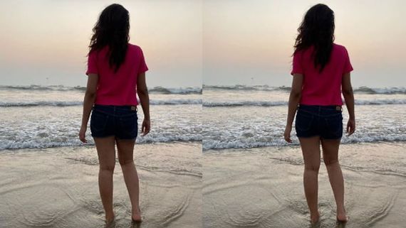 తీక్షణంగా సముద్రాన్ని వీక్షిస్తోన్న వర్షిణి.. పొట్టి డ్రెస్‌తో గోవాలో మంటపెడుతోన్న యాంకర్