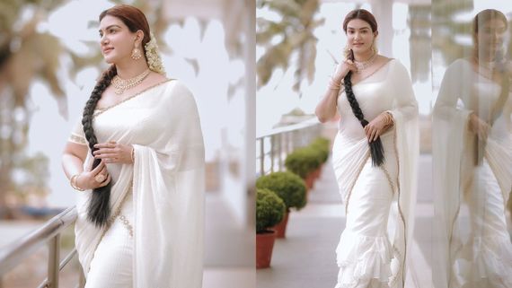 తెల్ల చీర.. మల్లెపూలు.. వాలుజడతో వయ్యారాలు ఒలకబోస్తున్న బ్యూటీని గుర్తు పట్టారా?