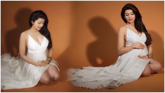 గ్రాండ్‌గా బేబీ షవర్ సెలబ్రేషన్స్ ..  వైట్ డ్రెస్‌లో బేబీ బంప్‌తో పవన్ హీరోయిన్ 