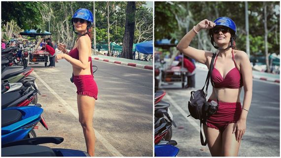 థాయ్ బీచ్‌లో అందాల ఆరబోత... రూబీ కలర్ బికినీలో ఆర్ఎక్స్ 100 బ్యూటీ రైడింగ్