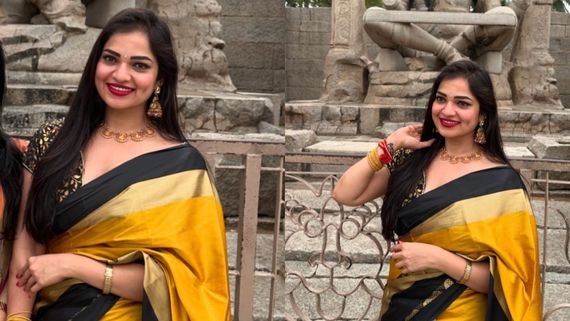 క్లోజ్‌లో నాభి అందాలు చూపిస్తూ .. హంపి శిల్పాల మధ్యలో బిగ్‌బాస్ అరేబియన్ గుర్రం